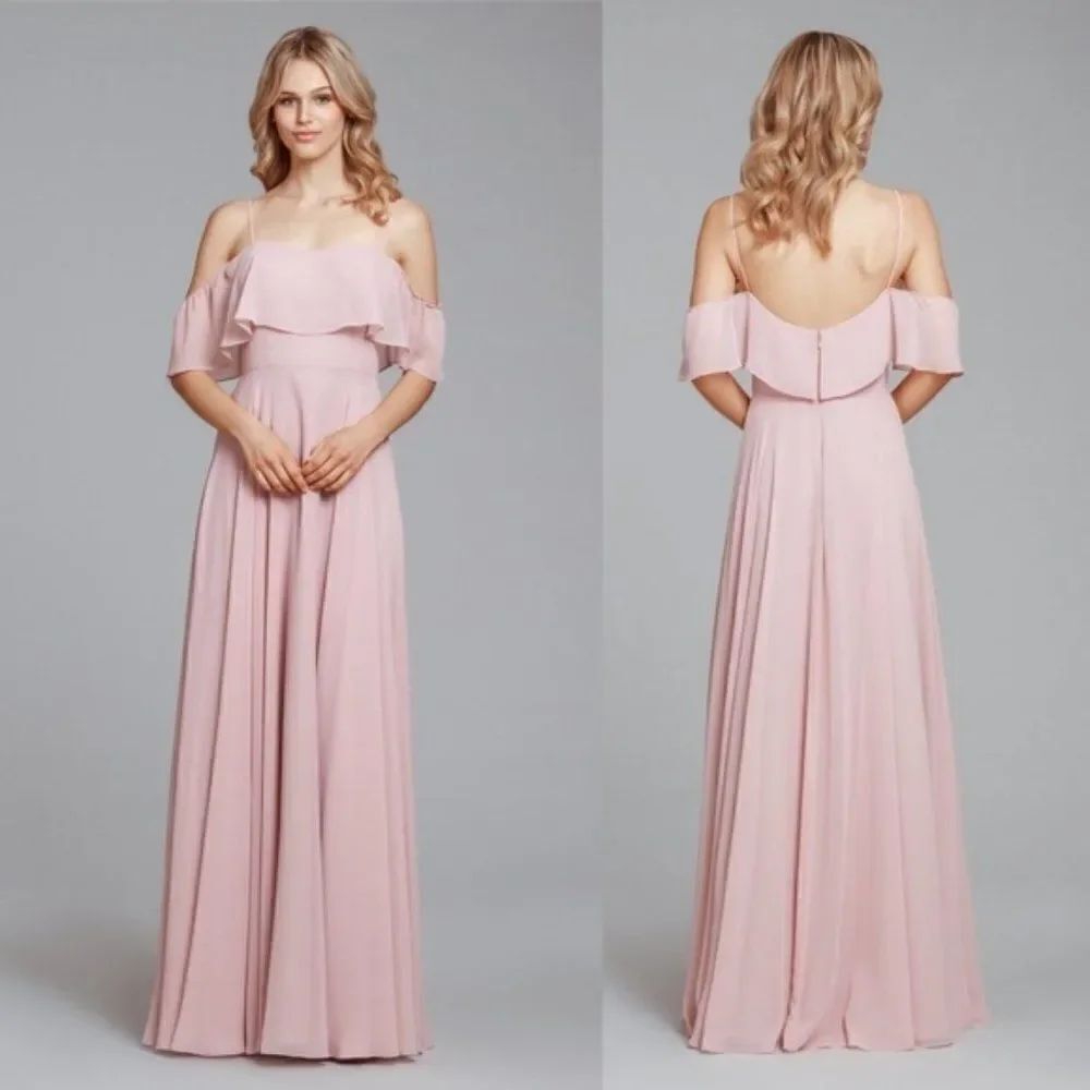 Hayley Paige Chiffon Off-Shoulder Flutter-Sleeve Gown size 22